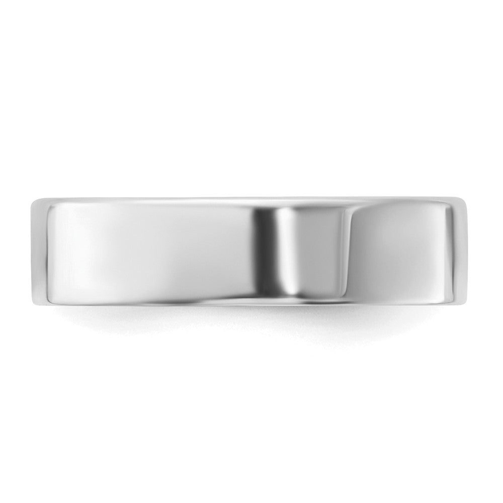 Alternate view of the 5mm Rhodium Plated Sterling Silver Light Flat Comfort Fit Band by The Black Bow Jewelry Co.