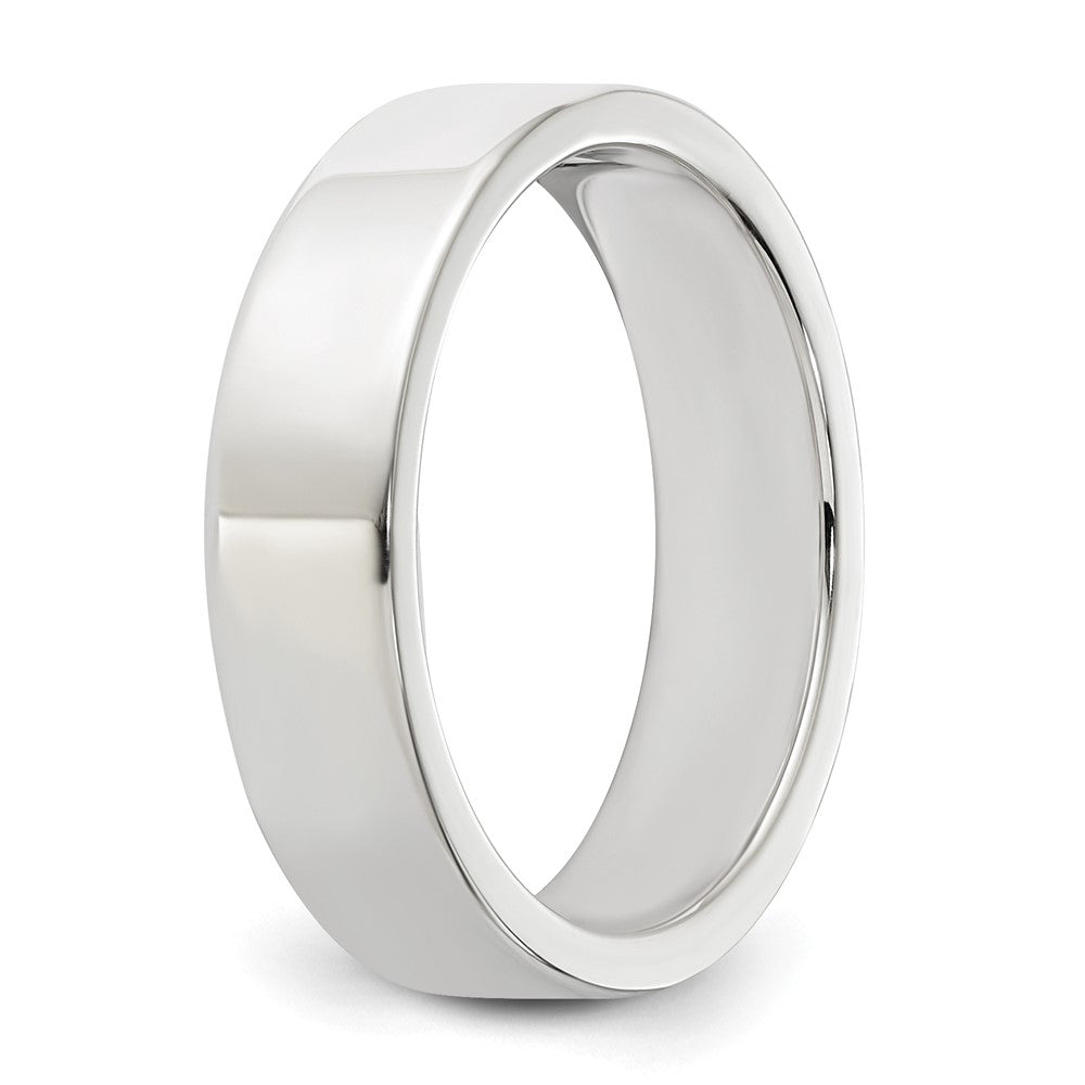Alternate view of the 5mm Rhodium Plated Sterling Silver Light Flat Comfort Fit Band by The Black Bow Jewelry Co.
