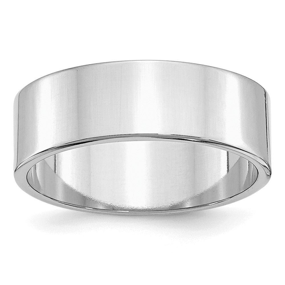 7mm Rhodium Plated Sterling Silver Light Flat Comfort Fit Band, Item R12516 by The Black Bow Jewelry Co.