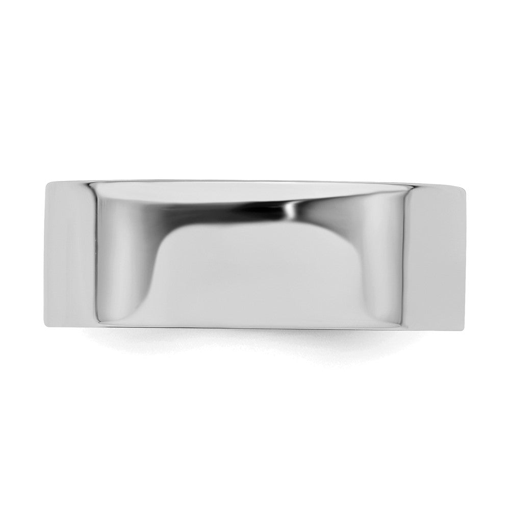 Alternate view of the 7mm Rhodium Plated Sterling Silver Light Flat Comfort Fit Band by The Black Bow Jewelry Co.