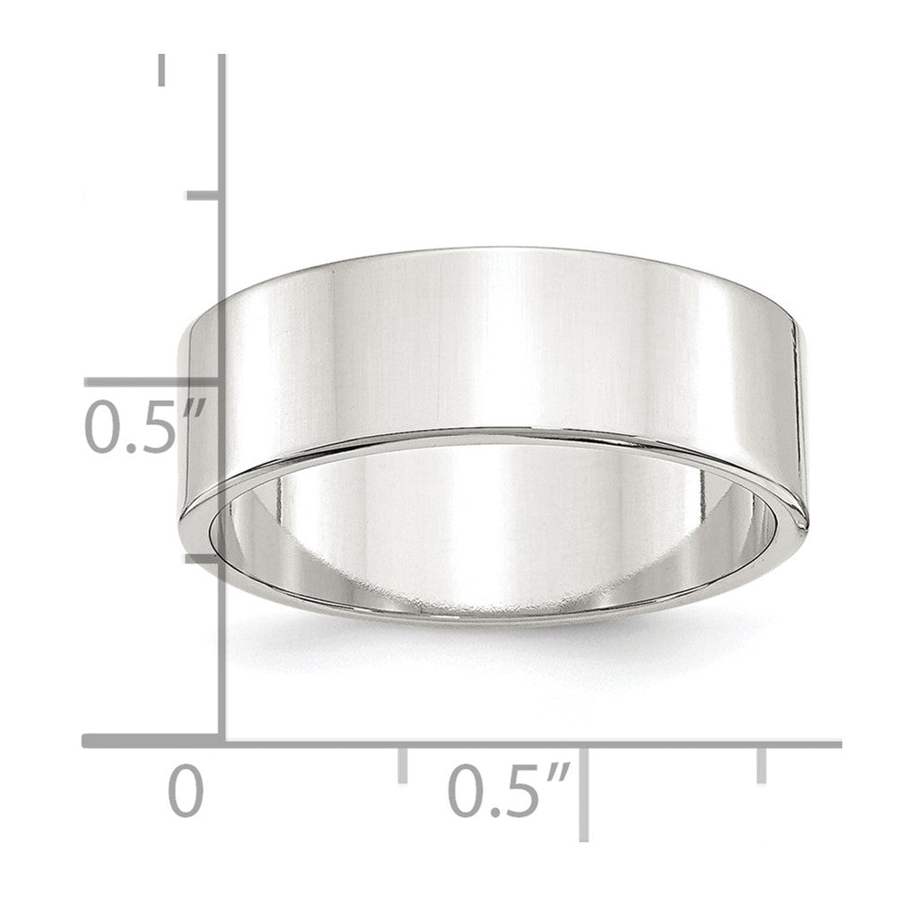 Alternate view of the 7mm Rhodium Plated Sterling Silver Light Flat Comfort Fit Band by The Black Bow Jewelry Co.