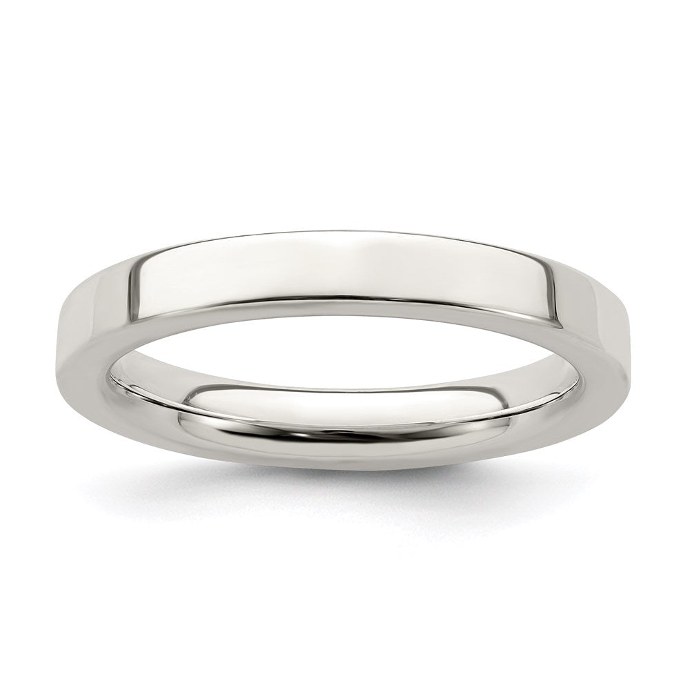 3mm Sterling Silver Polished Flat Comfort Fit Band, Item R12518 by The Black Bow Jewelry Co.