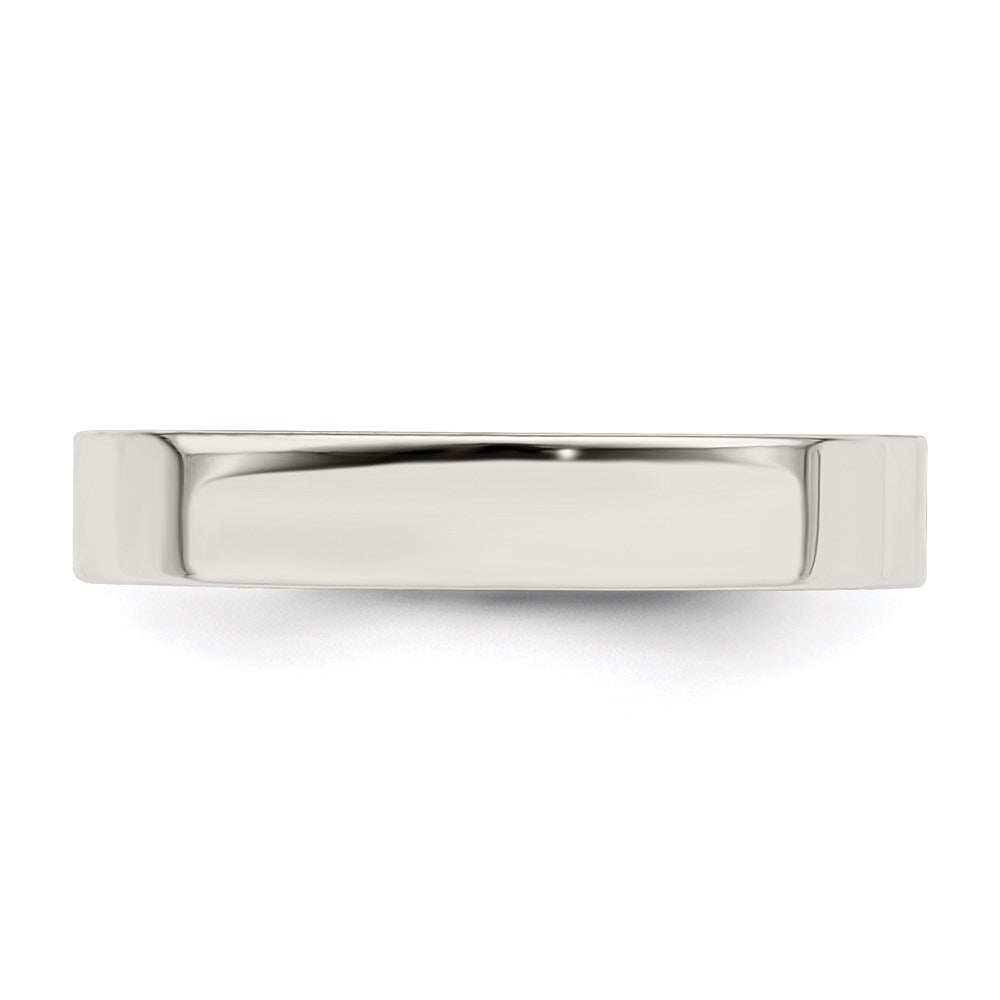 Alternate view of the 4mm Sterling Silver Polished Flat Comfort Fit Band by The Black Bow Jewelry Co.