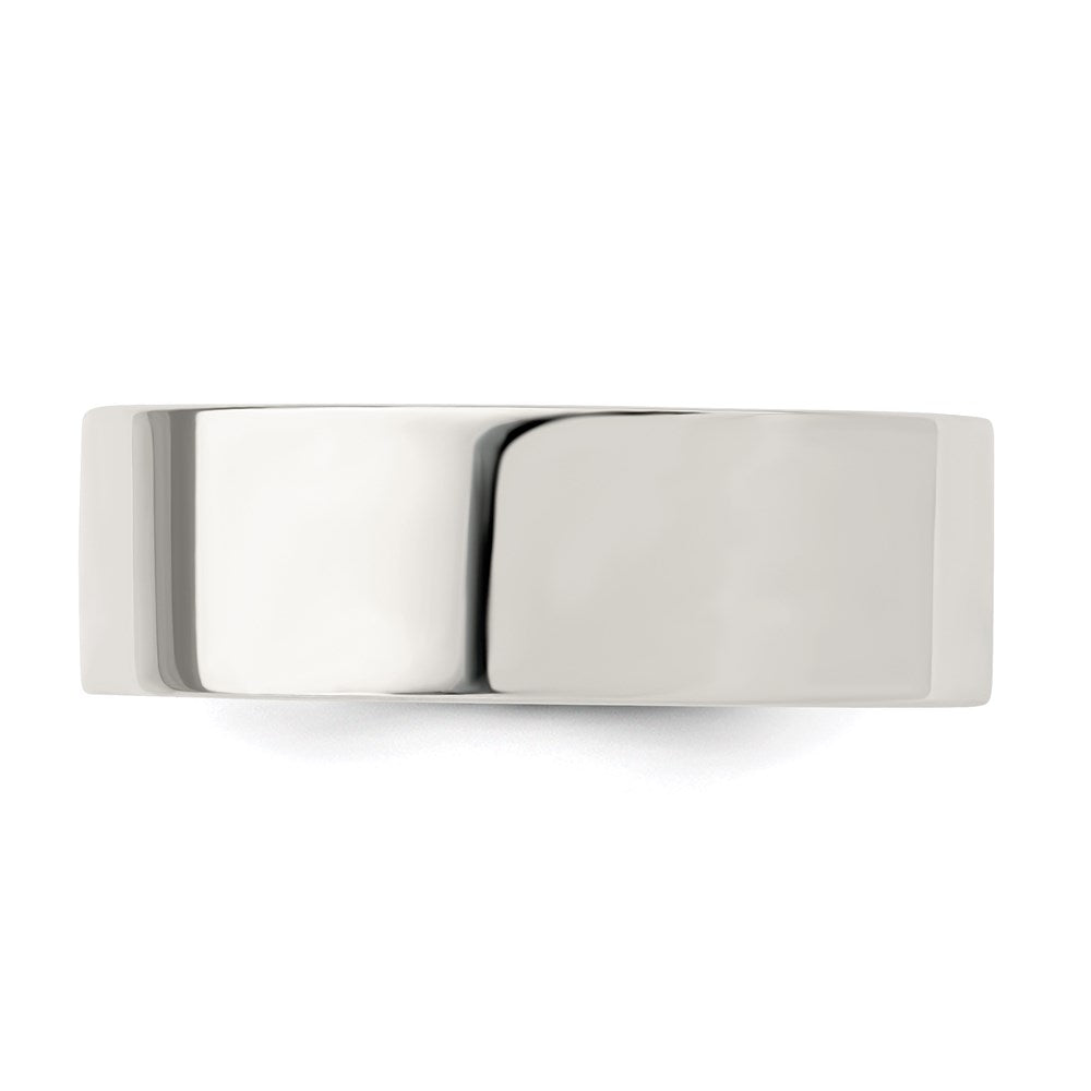 Alternate view of the Men&#39;s 7mm Sterling Silver Polished Flat Comfort Fit Band by The Black Bow Jewelry Co.