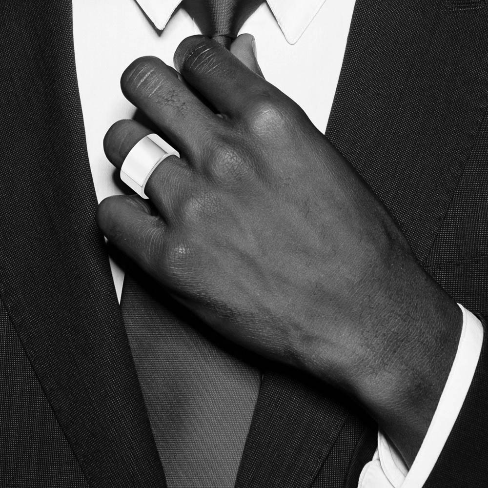 Alternate view of the Men's 9mm Sterling Silver Polished Flat Comfort Fit Band by The Black Bow Jewelry Co.