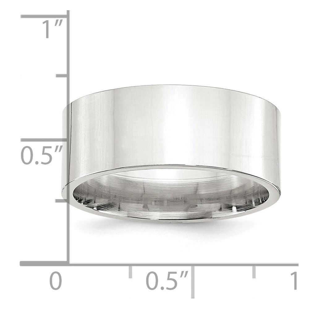 Alternate view of the Men's 9mm Sterling Silver Polished Flat Comfort Fit Band by The Black Bow Jewelry Co.