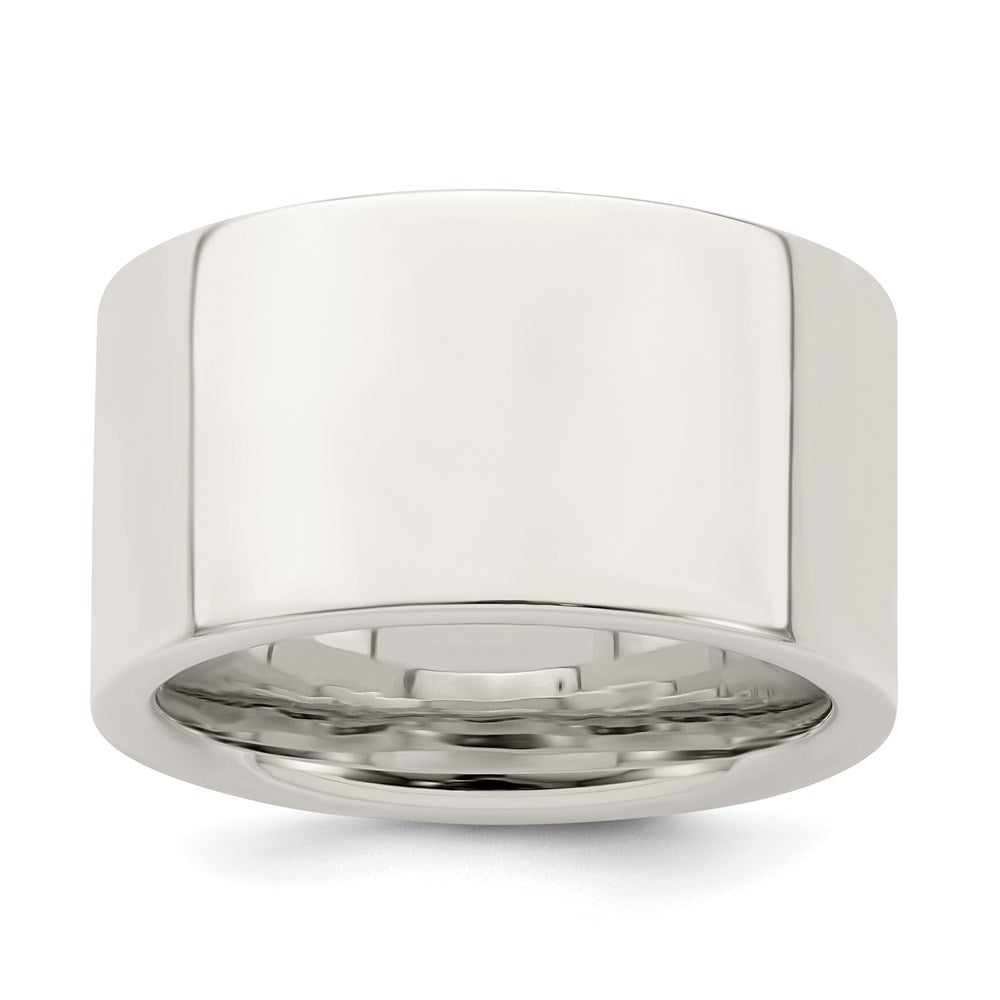 Men's 12mm Sterling Silver Polished Flat Comfort Fit Band, Item R12526 by The Black Bow Jewelry Co.