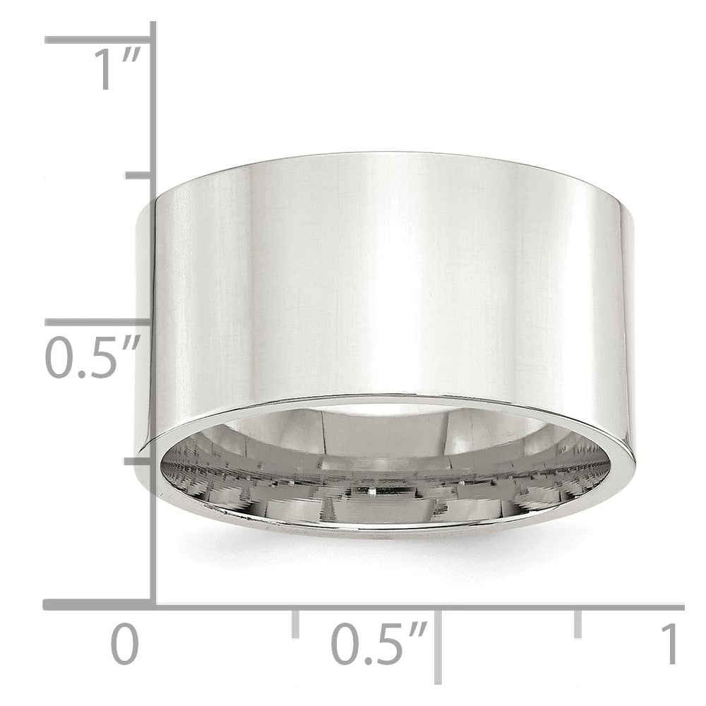 Alternate view of the Men's 12mm Sterling Silver Polished Flat Comfort Fit Band by The Black Bow Jewelry Co.