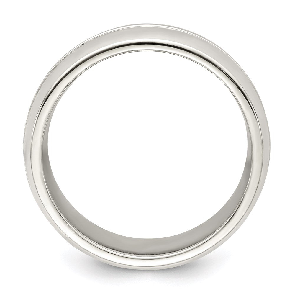 Alternate view of the Men&#39;s 7mm Sterling Silver Polished Grooved Standard Fit Band by The Black Bow Jewelry Co.