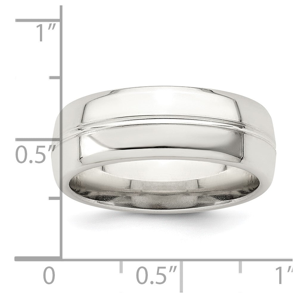 Alternate view of the Men&#39;s 7mm Sterling Silver Polished Grooved Standard Fit Band by The Black Bow Jewelry Co.