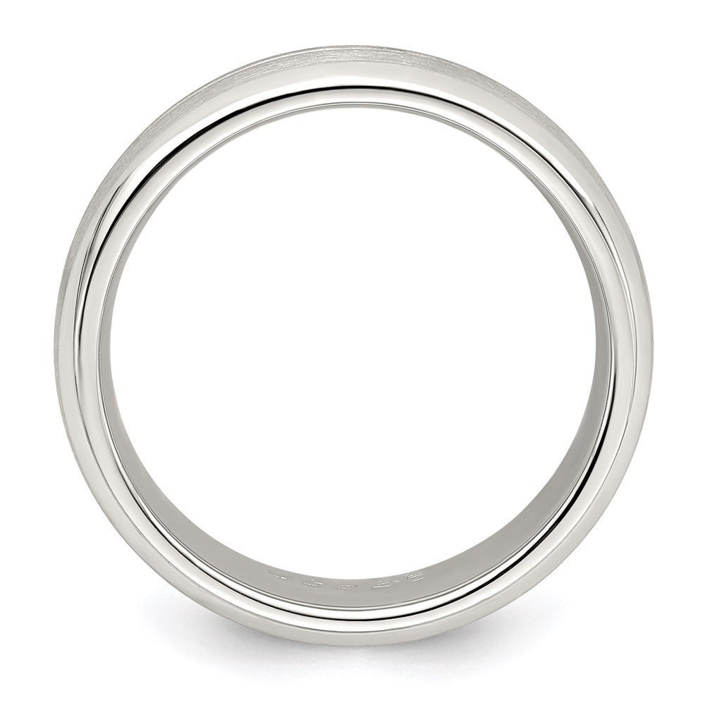 Alternate view of the Men&#39;s 7mm Sterling Silver Brushed Grooved Center Standard Fit Band by The Black Bow Jewelry Co.