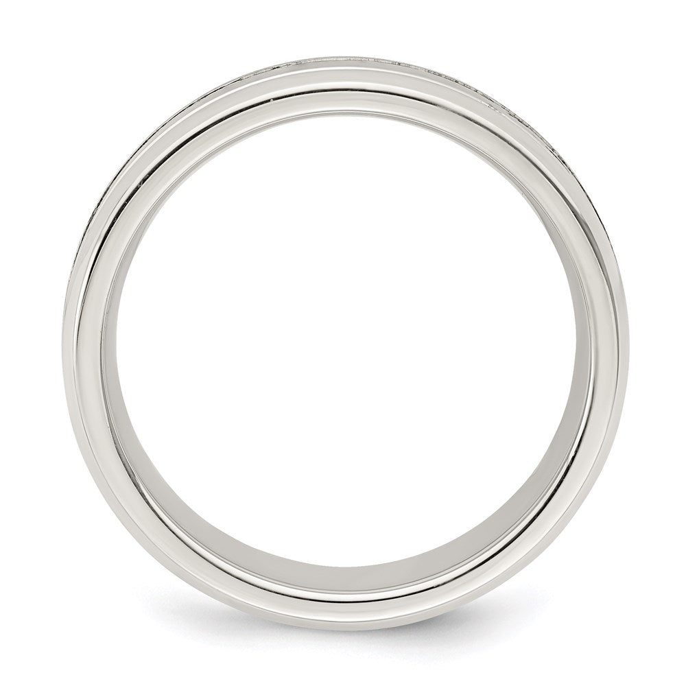 Alternate view of the 6mm Sterling Silver Polished Flat Grooved Beveled Edge Band by The Black Bow Jewelry Co.