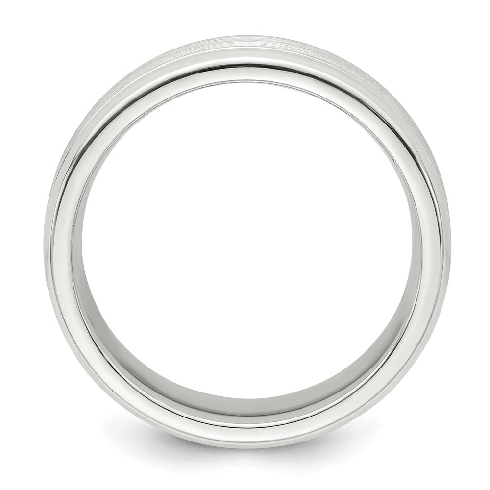 Alternate view of the 6mm Sterling Silver Brushed Flat Grooved Beveled Edge Band by The Black Bow Jewelry Co.