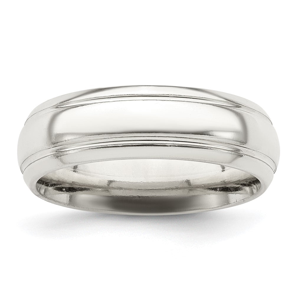 6mm Sterling Silver Domed Grooved Beveled Edge Standard Fit Band, Item R12535 by The Black Bow Jewelry Co.