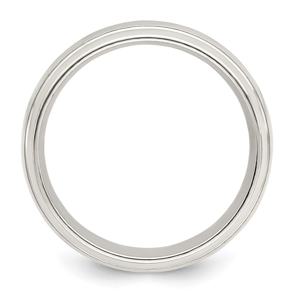 Alternate view of the 6mm Sterling Silver Domed Grooved Beveled Edge Standard Fit Band by The Black Bow Jewelry Co.