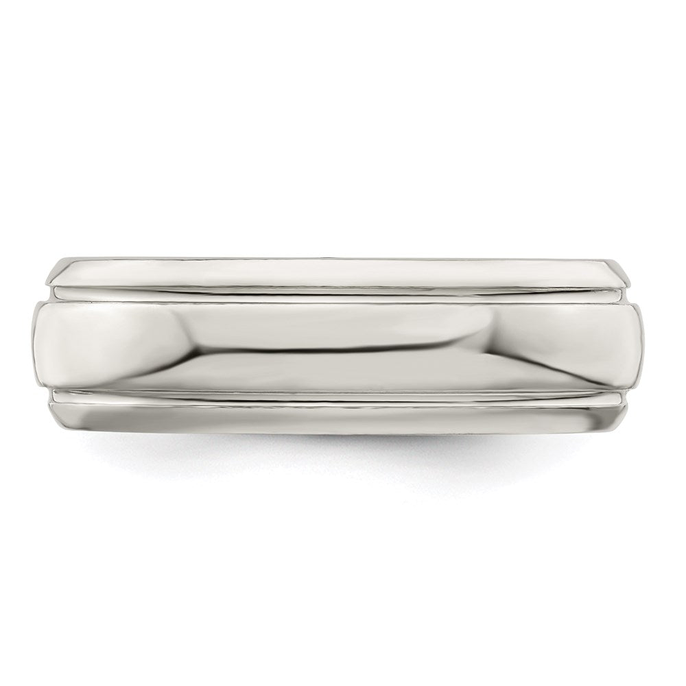 Alternate view of the 6mm Sterling Silver Domed Grooved Beveled Edge Standard Fit Band by The Black Bow Jewelry Co.