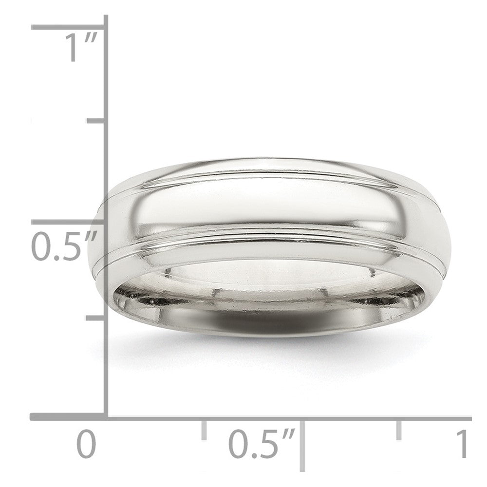 Alternate view of the 6mm Sterling Silver Domed Grooved Beveled Edge Standard Fit Band by The Black Bow Jewelry Co.