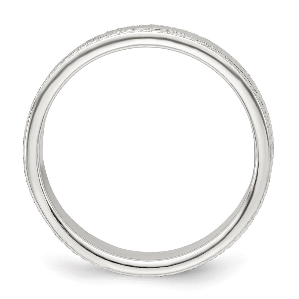 Alternate view of the 4mm Sterling Silver Polished Flat Rope Edge Standard Fit Band by The Black Bow Jewelry Co.