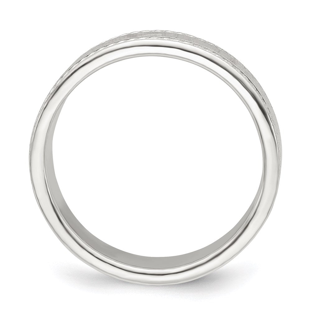 Alternate view of the 5mm Sterling Silver Polished Flat Rope Edge Standard Fit Band by The Black Bow Jewelry Co.