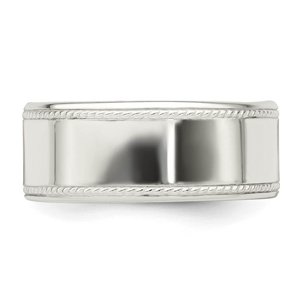 Alternate view of the 9.5mm Sterling Silver Polished Flat Rope Edge Standard Fit Band by The Black Bow Jewelry Co.