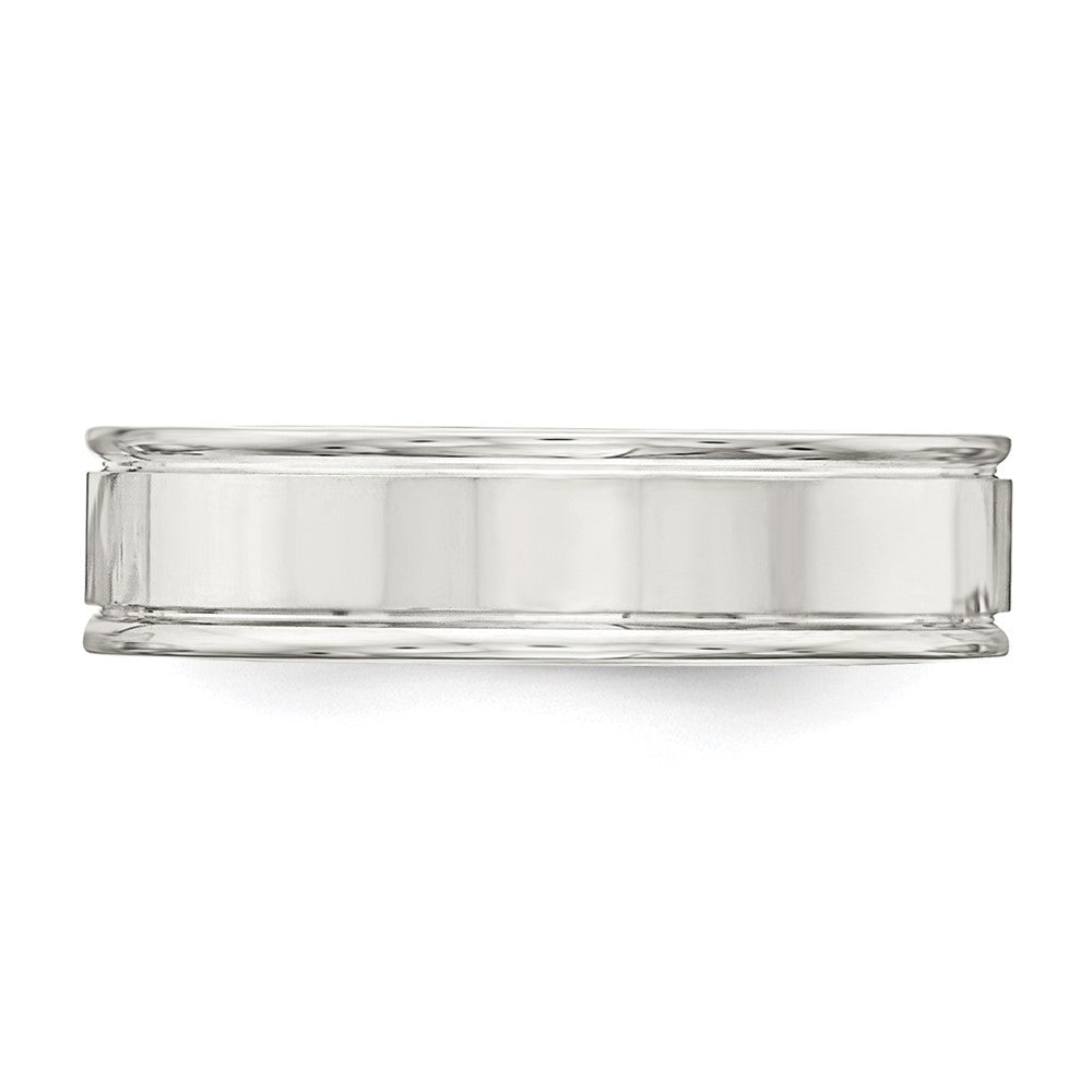 Alternate view of the 6mm Sterling Silver Polished Flat Grooved Edge Standard Fit Band by The Black Bow Jewelry Co.