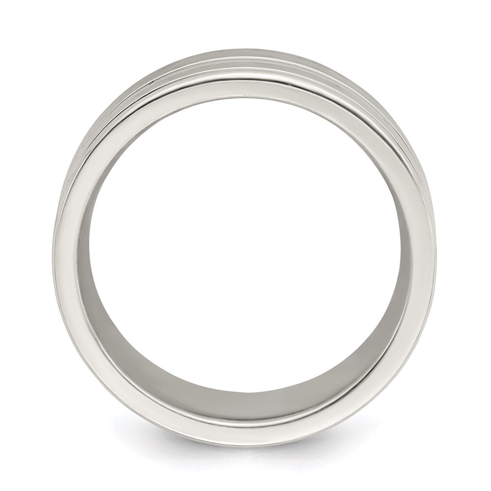 Alternate view of the 8mm Sterling Silver Polished Multi Groove Standard Fit Band by The Black Bow Jewelry Co.