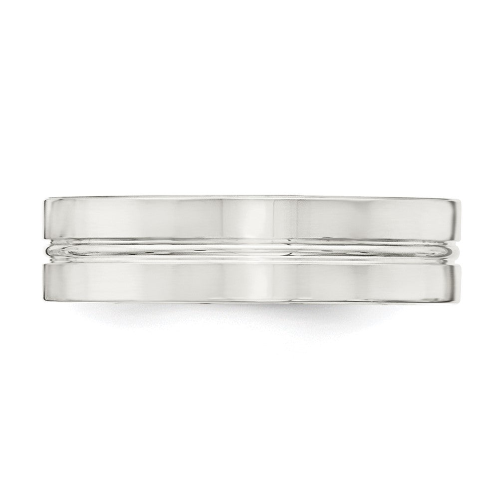 Alternate view of the 6mm Sterling Silver Polished Flat Grooved Center Band by The Black Bow Jewelry Co.