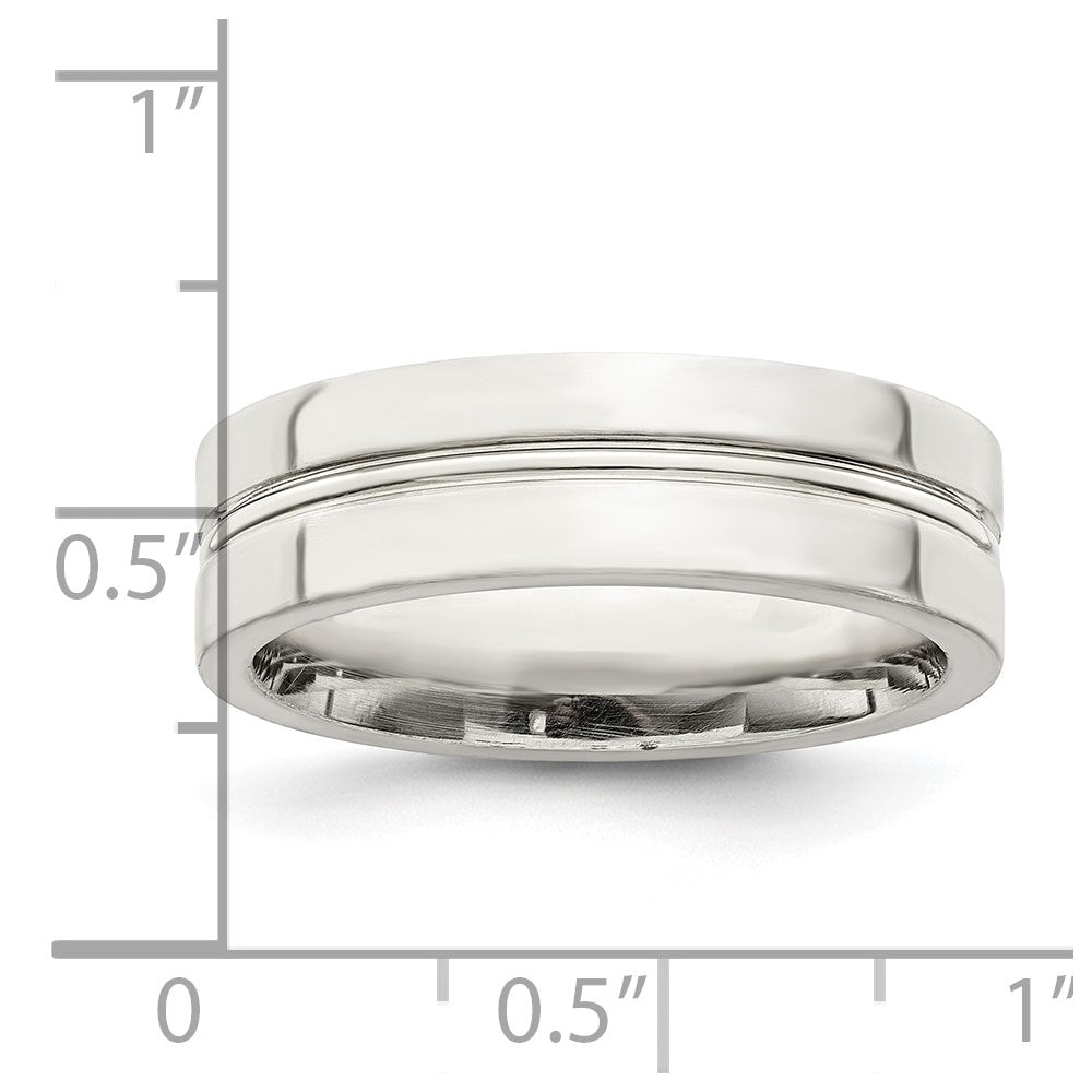 Alternate view of the 6mm Sterling Silver Polished Flat Grooved Center Band by The Black Bow Jewelry Co.