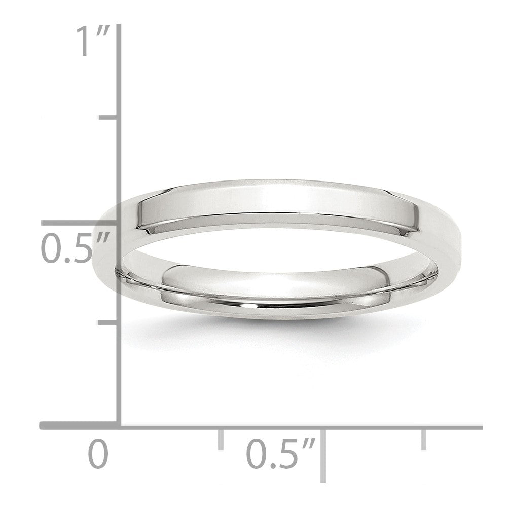 Alternate view of the 3mm Sterling Silver Polished Beveled Edge Comfort Fit Band by The Black Bow Jewelry Co.