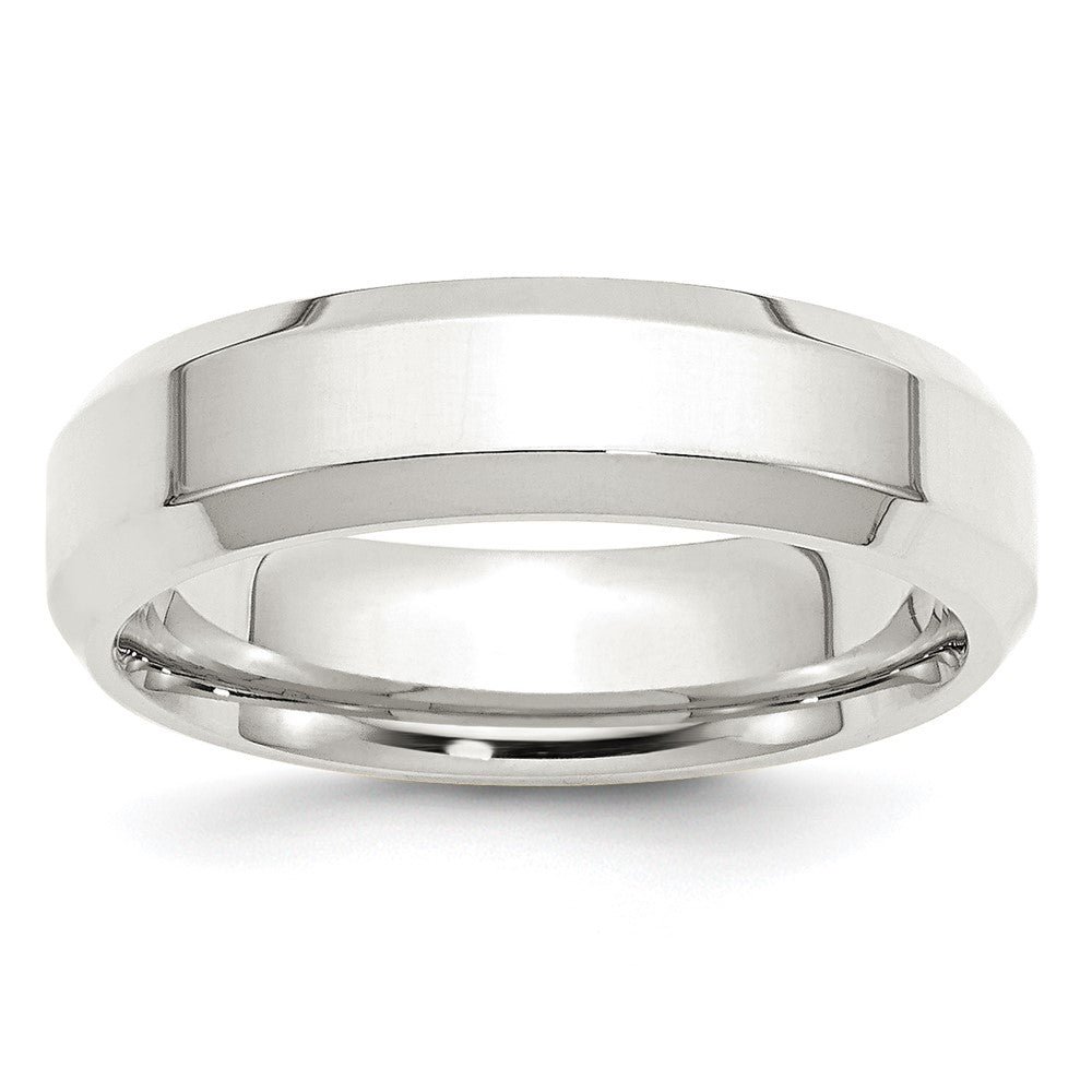 6mm Sterling Silver Polished Beveled Edge Comfort Fit Band, Item R12560 by The Black Bow Jewelry Co.