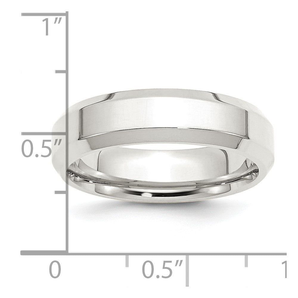 Alternate view of the 6mm Sterling Silver Polished Beveled Edge Comfort Fit Band by The Black Bow Jewelry Co.