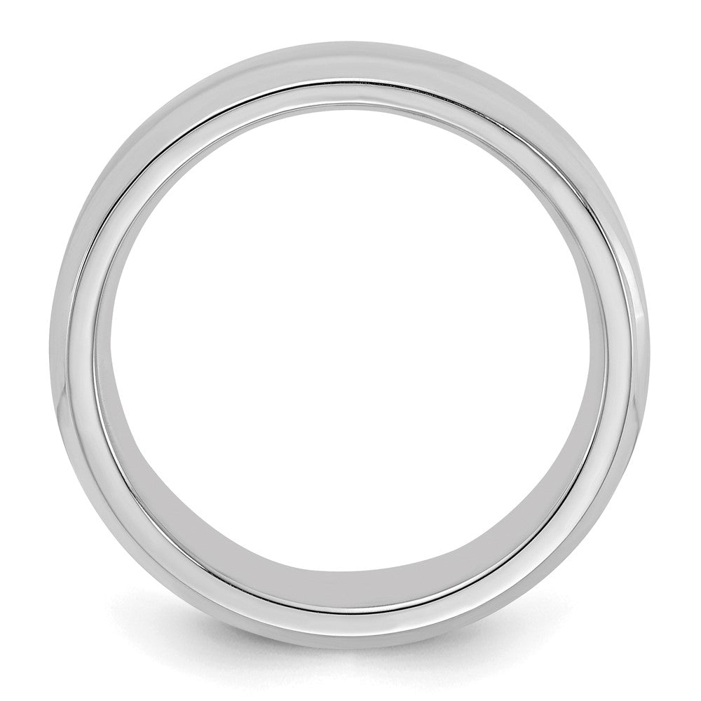 Alternate view of the 6mm Rhodium Plated Sterling Silver Beveled Edge Comfort Fit Band by The Black Bow Jewelry Co.