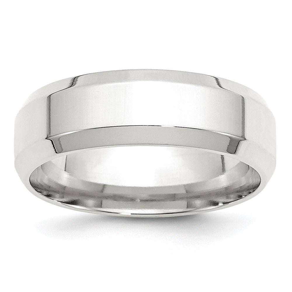 7mm Sterling Silver Polished Beveled Edge Comfort Fit Band, Item R12562 by The Black Bow Jewelry Co.