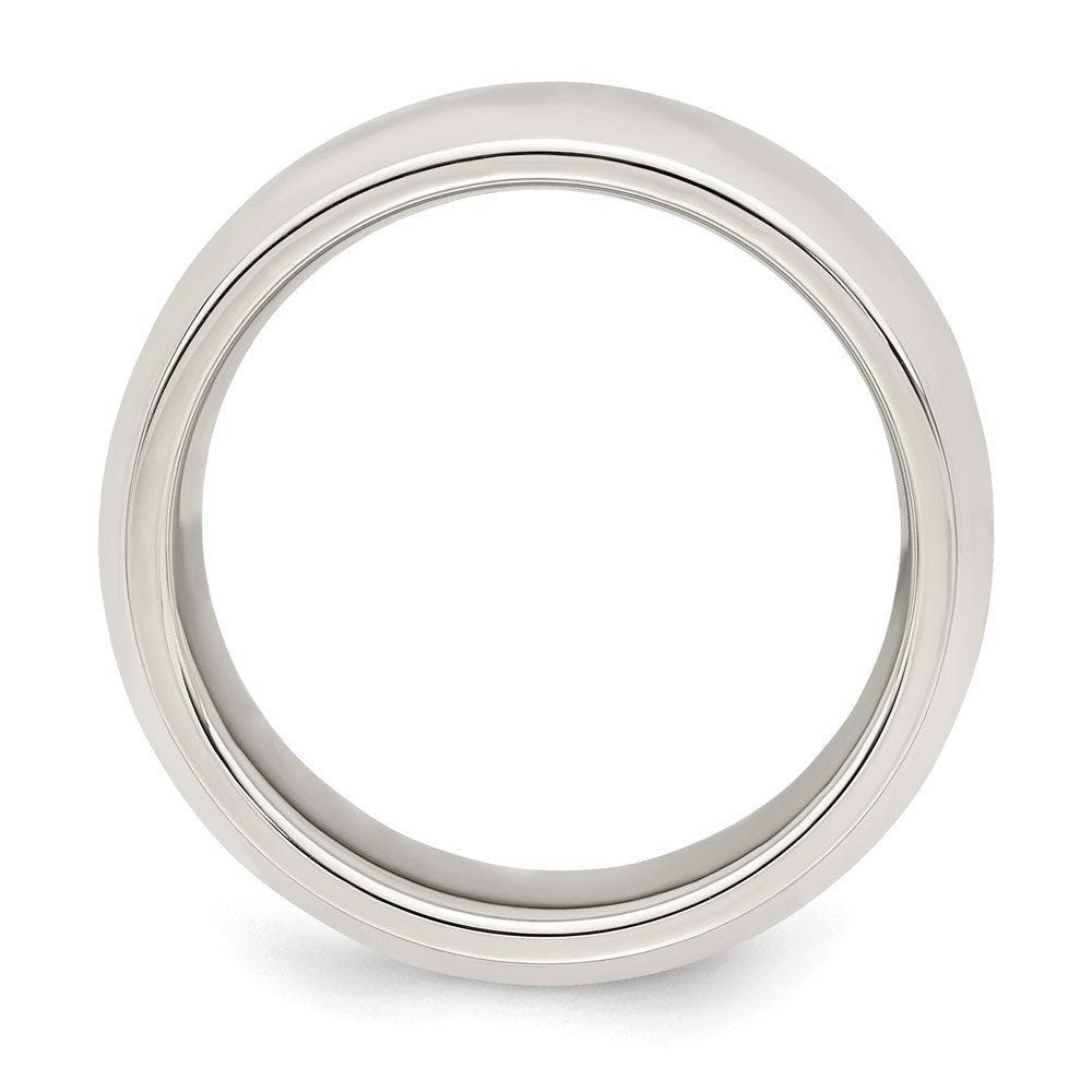 Alternate view of the 7mm Sterling Silver Polished Beveled Edge Comfort Fit Band by The Black Bow Jewelry Co.