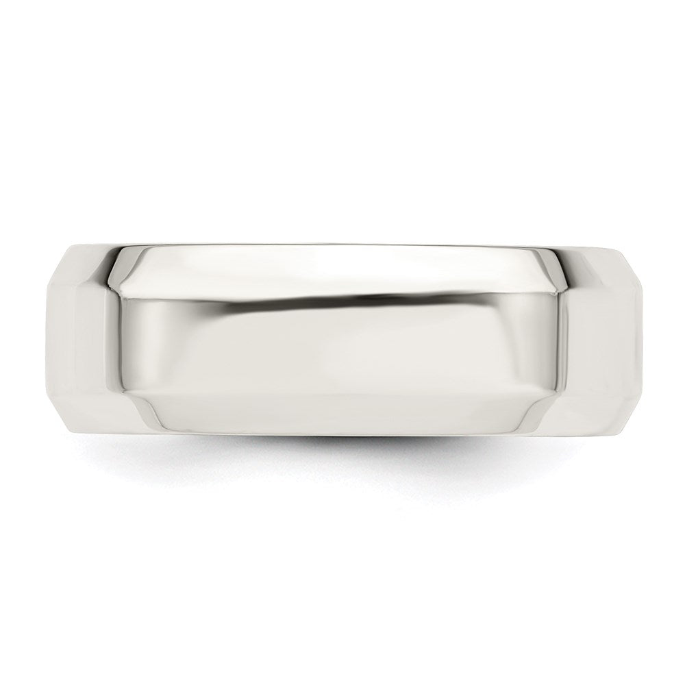 Alternate view of the 7mm Sterling Silver Polished Beveled Edge Comfort Fit Band by The Black Bow Jewelry Co.