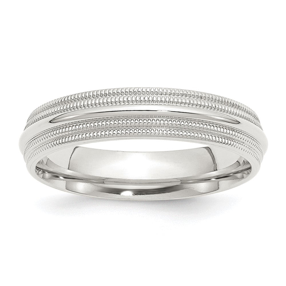 5mm Sterling Silver Double Milgrain Edge Comfort Fit Band, Item R12564 by The Black Bow Jewelry Co.