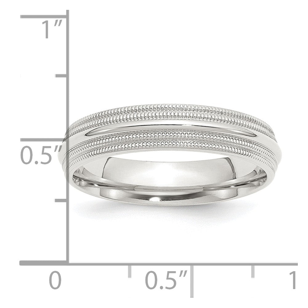 Alternate view of the 5mm Sterling Silver Double Milgrain Edge Comfort Fit Band by The Black Bow Jewelry Co.