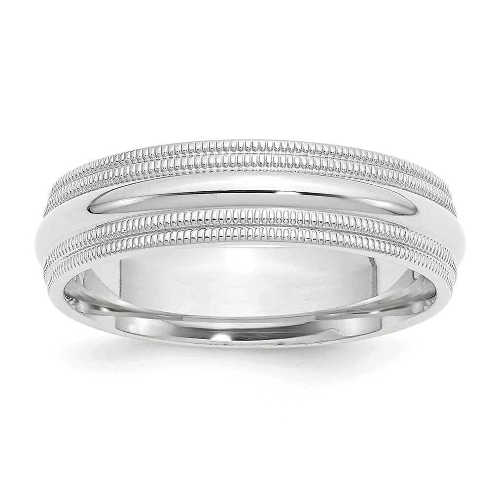 6mm Sterling Silver Double Milgrain Edge Comfort Fit Band, Item R12565 by The Black Bow Jewelry Co.