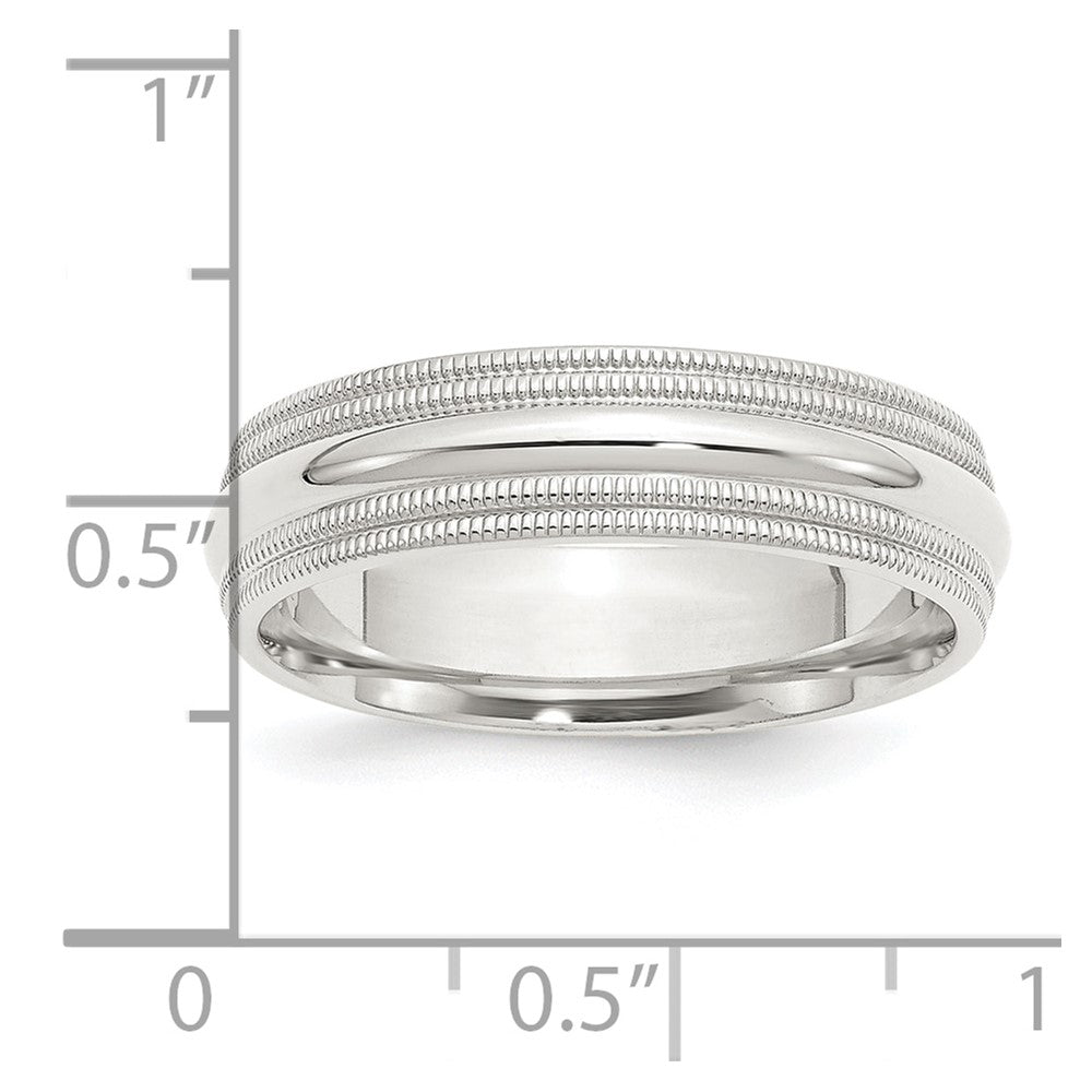 Alternate view of the 6mm Sterling Silver Double Milgrain Edge Comfort Fit Band by The Black Bow Jewelry Co.