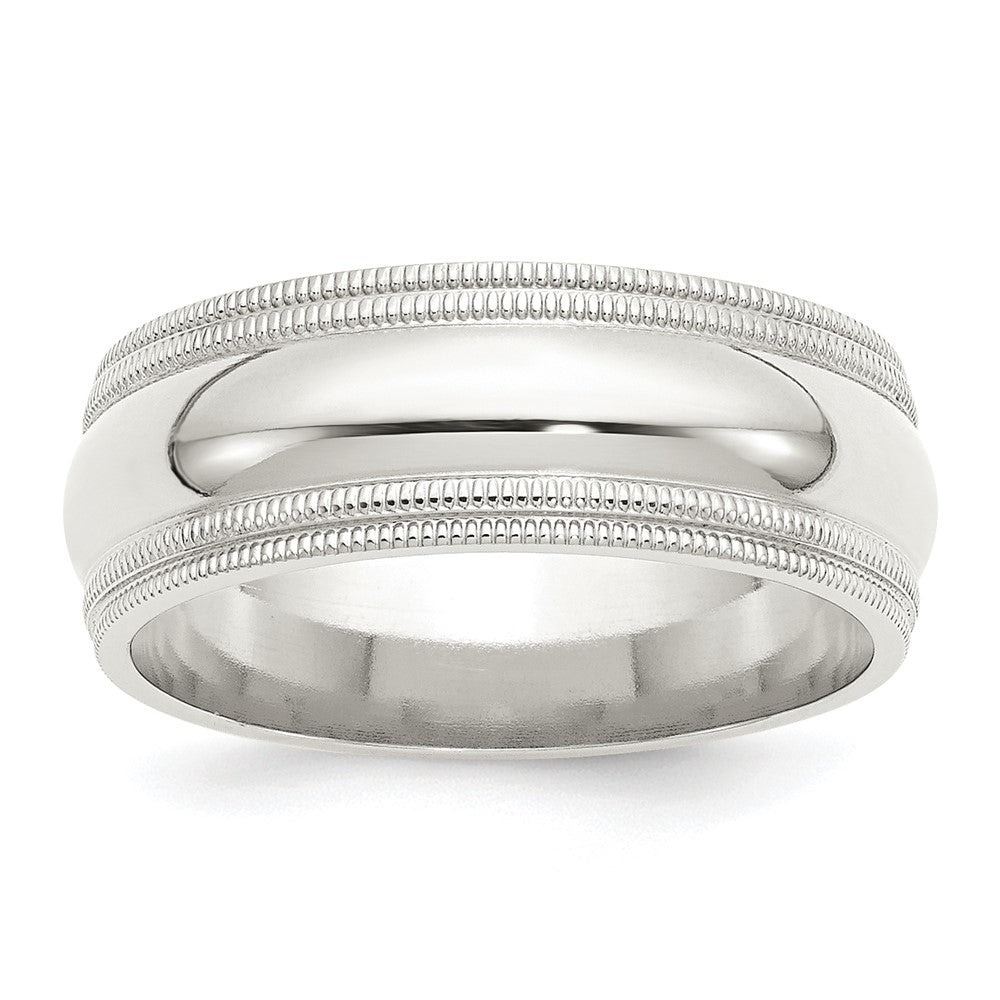 8mm Sterling Silver Double Milgrain Edge Comfort Fit Band, Item R12567 by The Black Bow Jewelry Co.