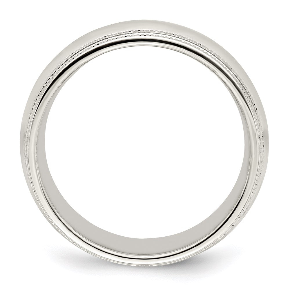 Alternate view of the 8mm Sterling Silver Double Milgrain Edge Comfort Fit Band by The Black Bow Jewelry Co.