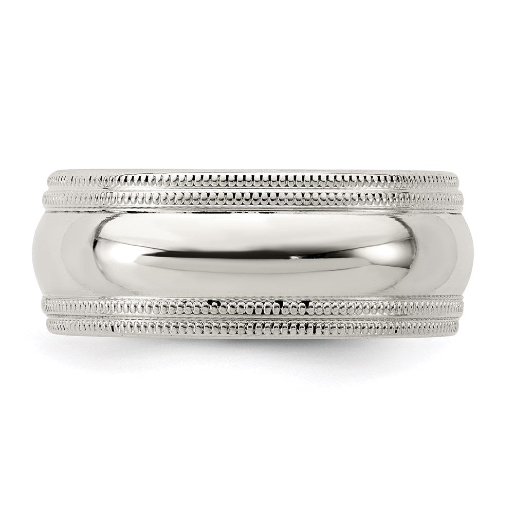 Alternate view of the 8mm Sterling Silver Double Milgrain Edge Comfort Fit Band by The Black Bow Jewelry Co.