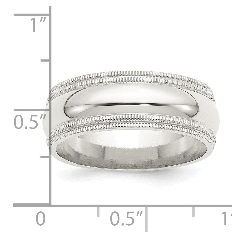 Alternate view of the 8mm Sterling Silver Double Milgrain Edge Comfort Fit Band by The Black Bow Jewelry Co.