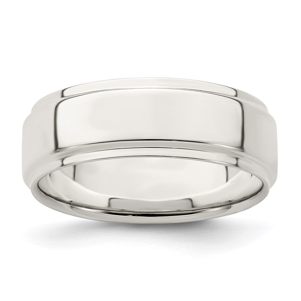 7mm Sterling Silver Light Flat Ridge Edge Standard Fit Band, Item R12572 by The Black Bow Jewelry Co.