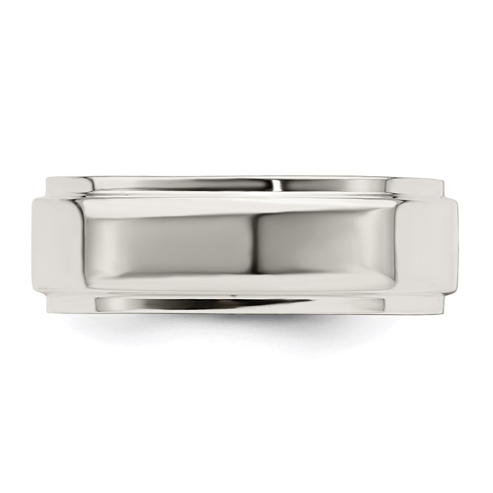 Alternate view of the 7mm Sterling Silver Light Flat Ridge Edge Standard Fit Band by The Black Bow Jewelry Co.