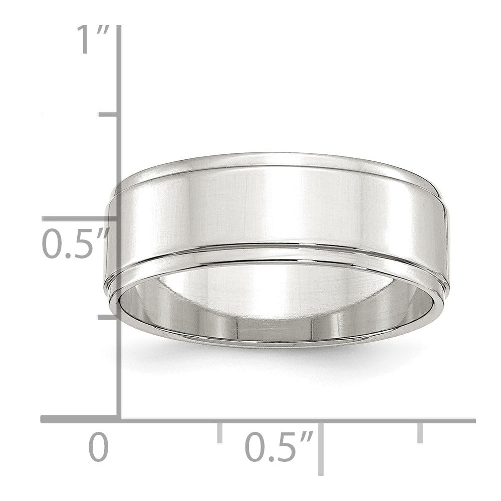 Alternate view of the 7mm Sterling Silver Light Flat Ridge Edge Standard Fit Band by The Black Bow Jewelry Co.