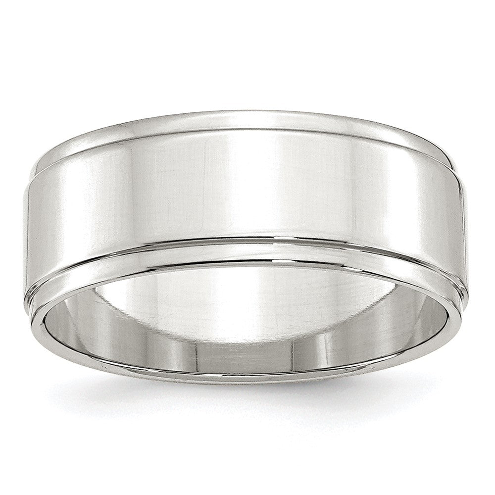8mm Sterling Silver Light Flat Ridge Edge Standard Fit Band, Item R12573 by The Black Bow Jewelry Co.