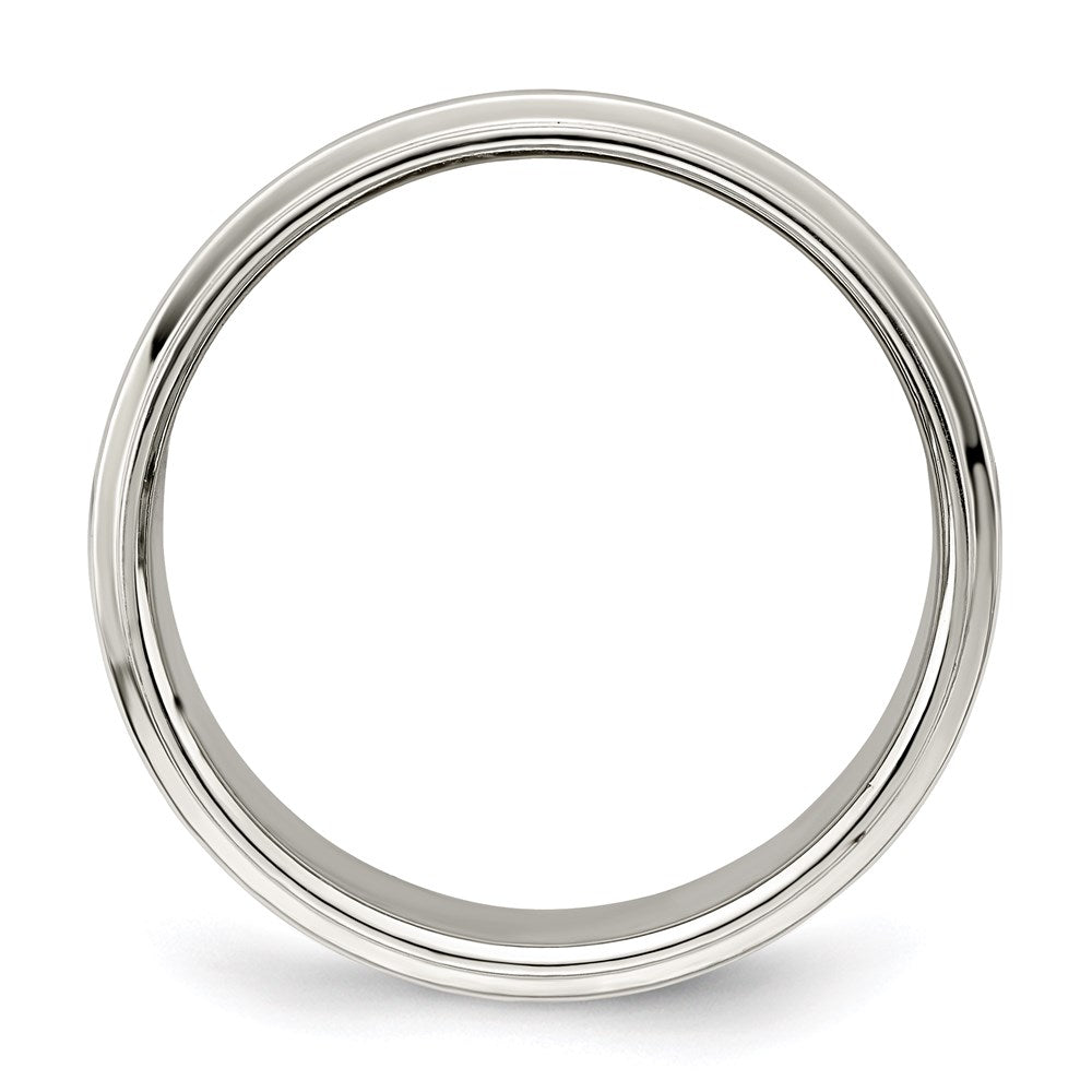 Alternate view of the 8mm Sterling Silver Light Flat Ridge Edge Standard Fit Band by The Black Bow Jewelry Co.