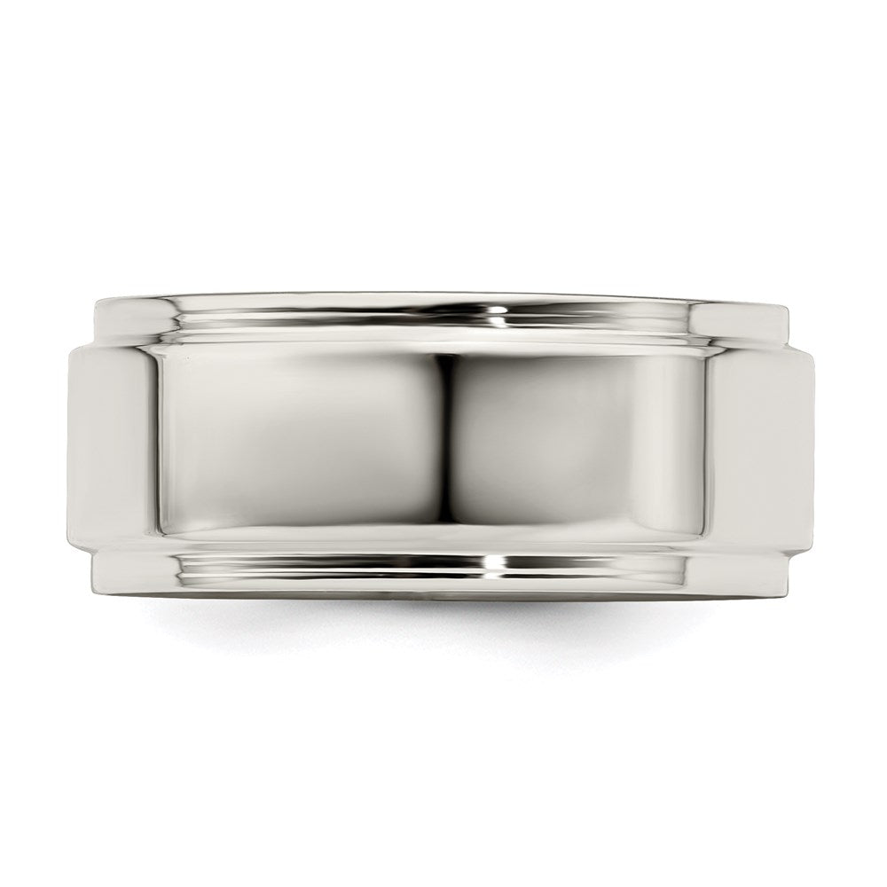 Alternate view of the 8mm Sterling Silver Light Flat Ridge Edge Standard Fit Band by The Black Bow Jewelry Co.