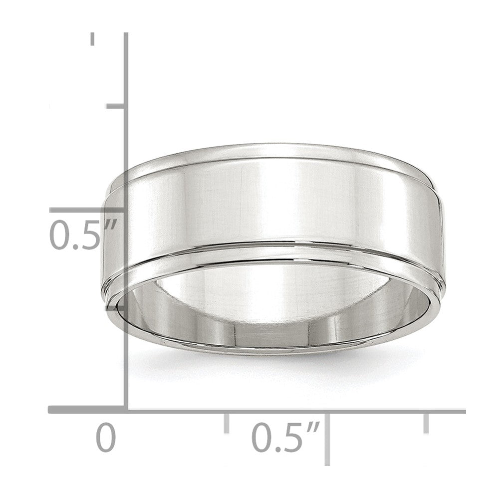 Alternate view of the 8mm Sterling Silver Light Flat Ridge Edge Standard Fit Band by The Black Bow Jewelry Co.